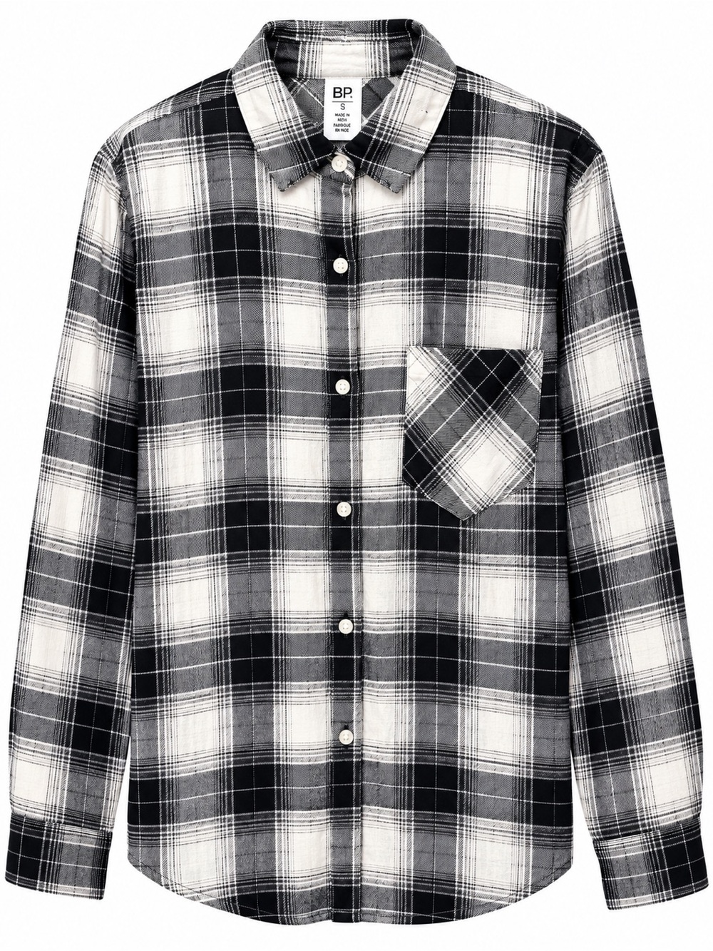 BP Black and White Plaid Button-Front Shirt
